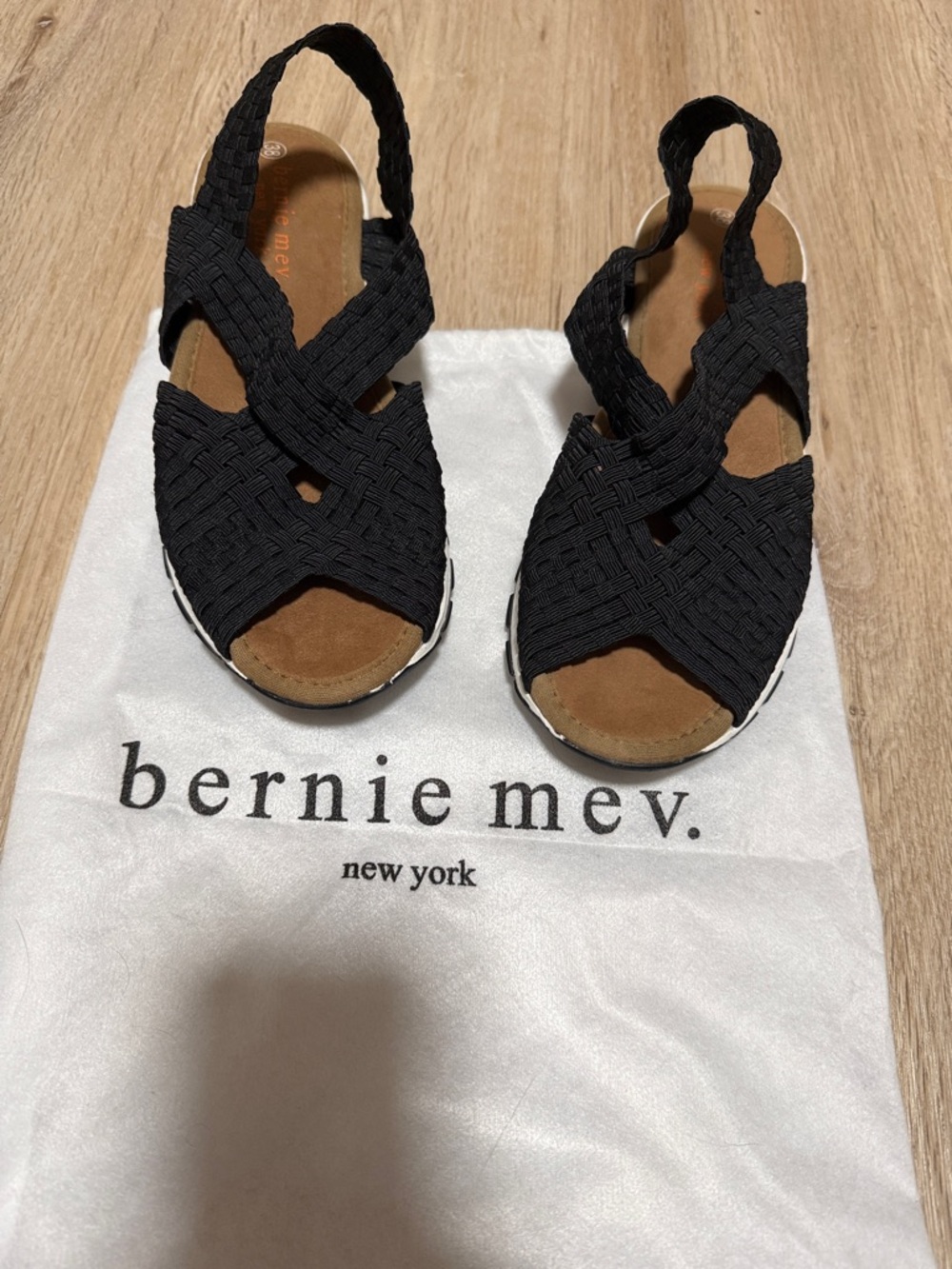 bernie mev. Kids Black Woven Slingback Sandals